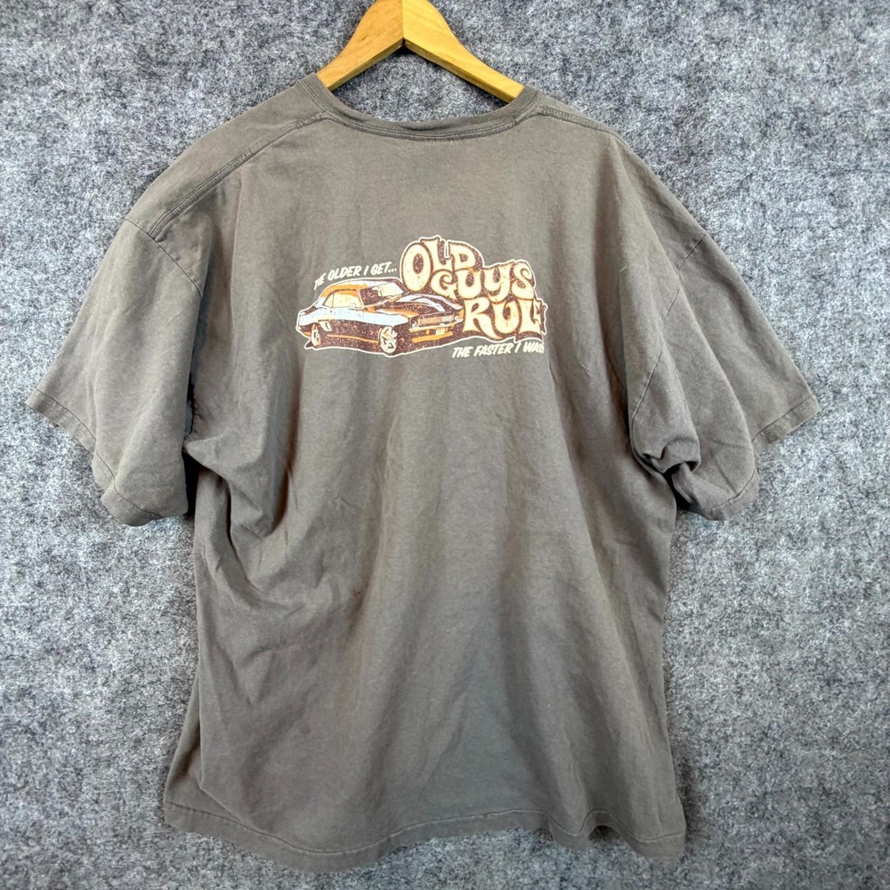 Old Guys Rule T-Shirt Mens 2XL Gray Muscle Car Graphic Crew Neck Short Sleeve